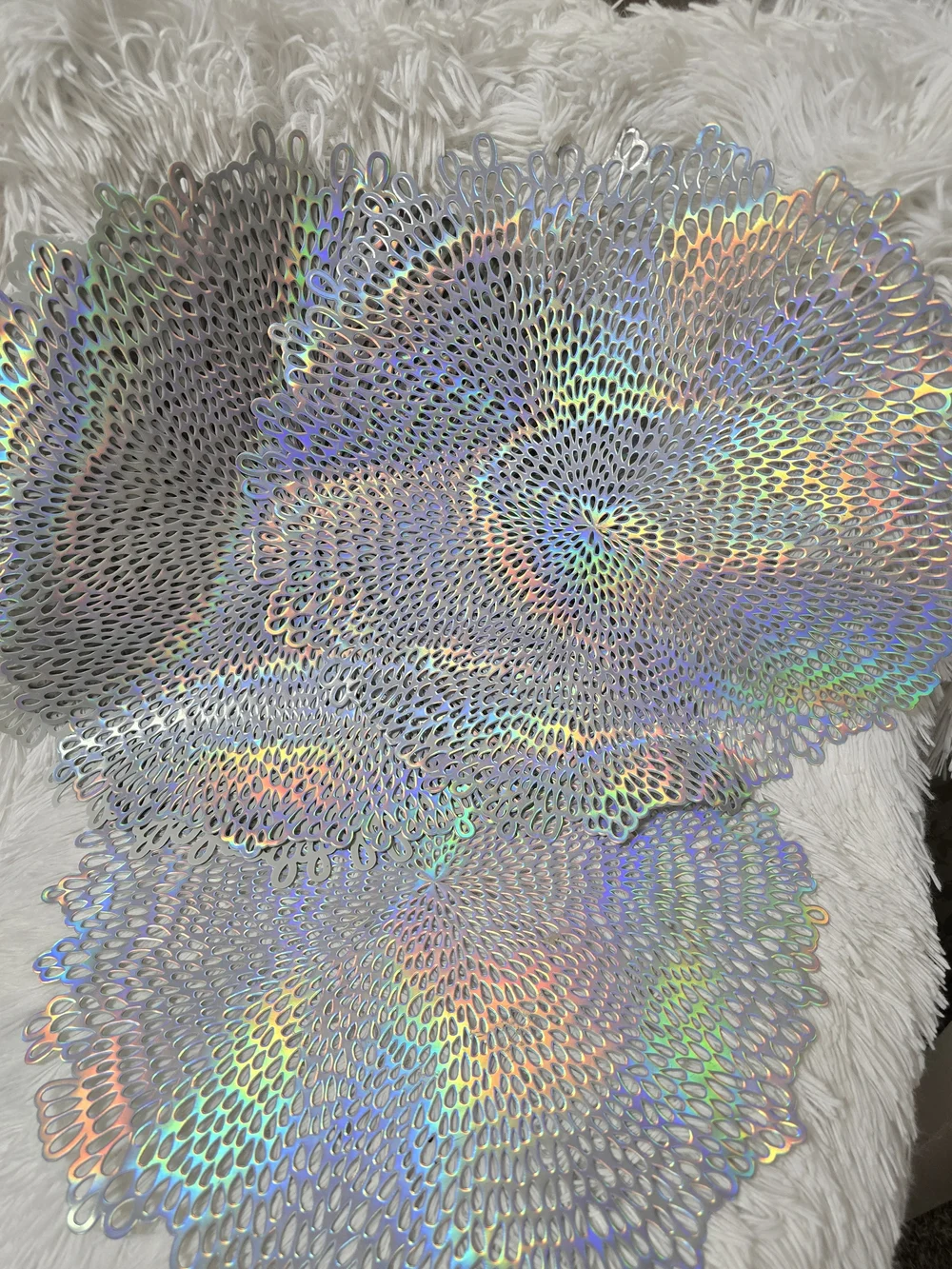 Holographic Iridescent Placemat Set - Silver Prism Finish